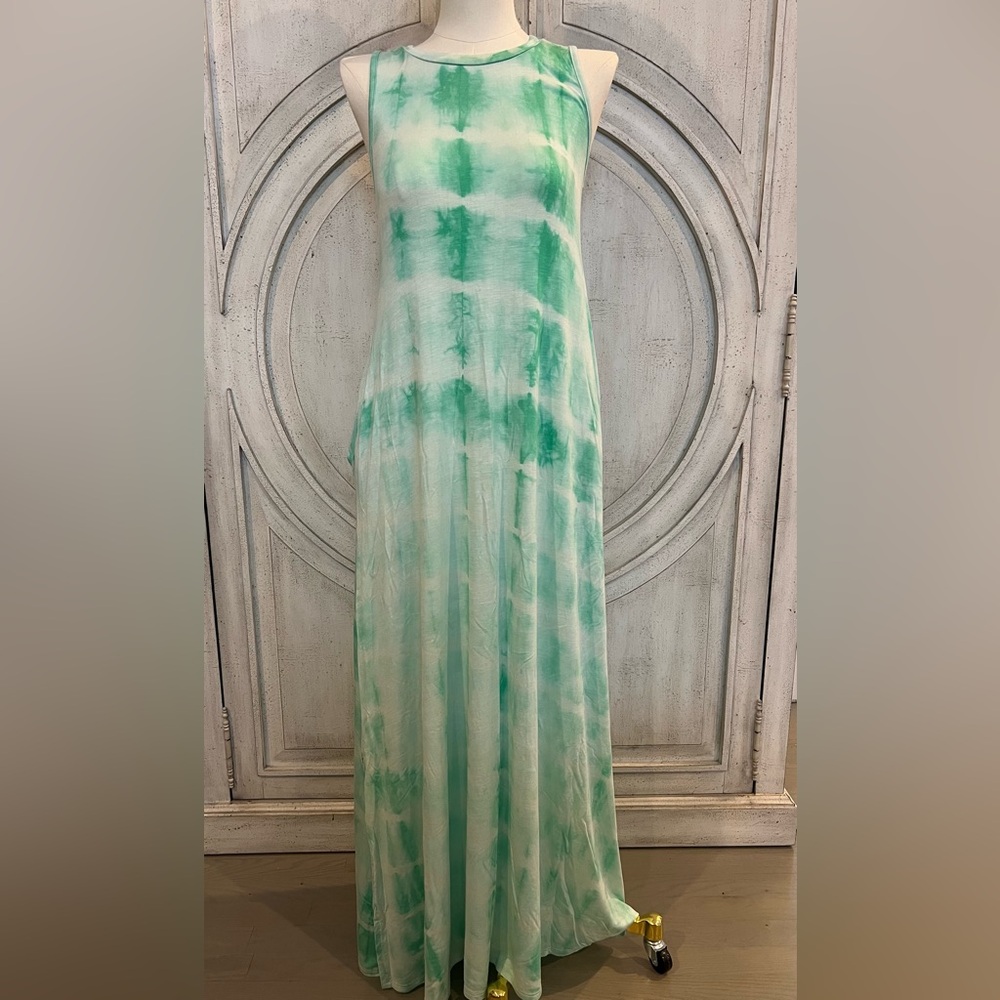 REBORN J Green Tie-Dye Maxi Dress NWOT